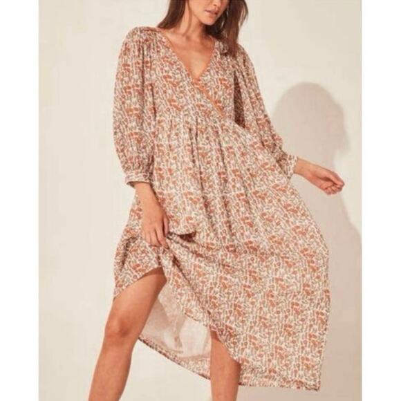 Daughters of India NEW Binita Mini Dress Apricot Color Size Large Orange White - Picture 1 of 16